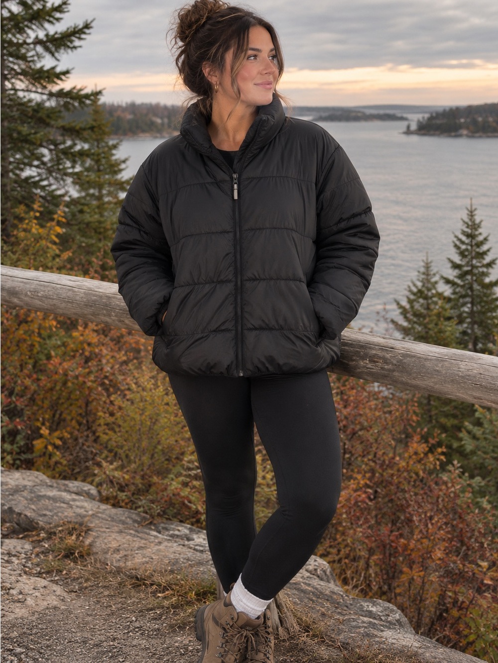 Black Puffer Jacket | XL | Water Resistant